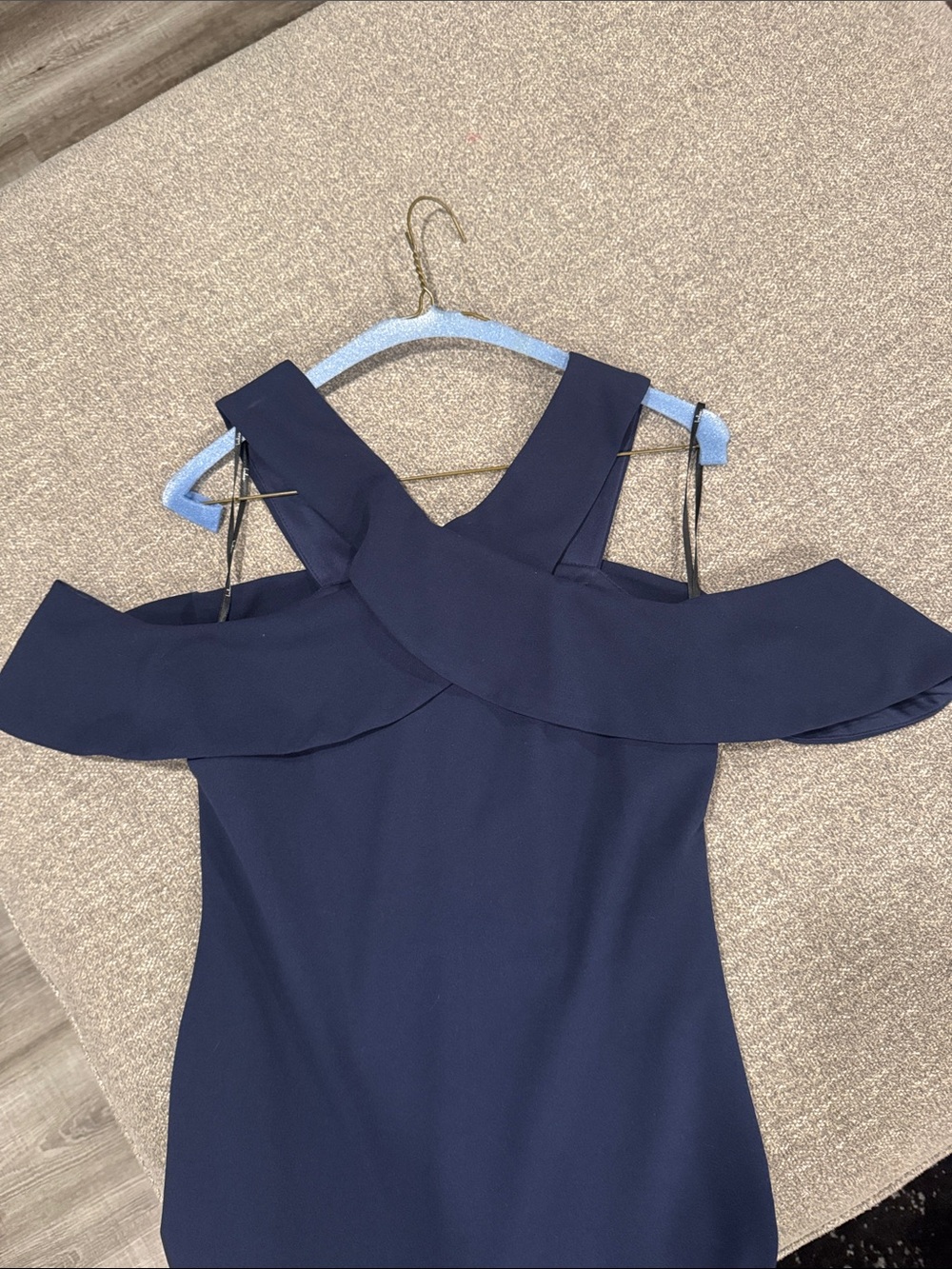 Lulu's Navy One-Shoulder Ruffle Sheath Dress - Picture 4 of 4